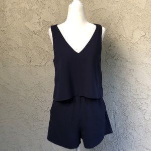 Aqua Navy Blue Romper